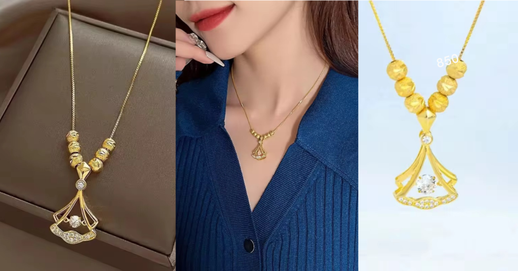 Diamond & 18K cold Plated Necklace